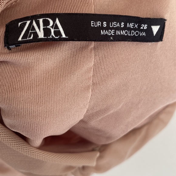 Zara Draped Tulle Runched Halter Bodysuit in Nude, Size S - Picture 3 of 12